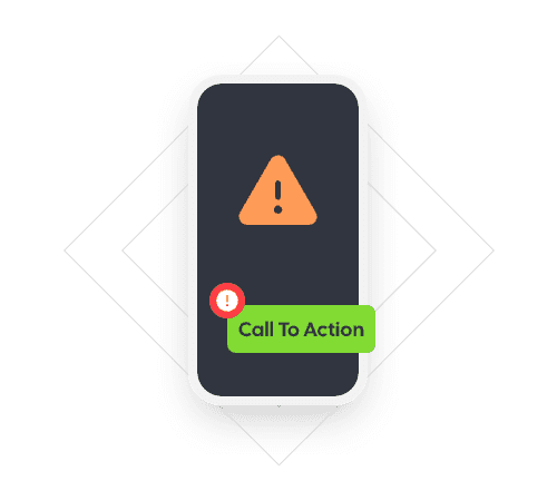 Analytics chart showing a 30 percent drop on mobile traffic with a warning indicator.